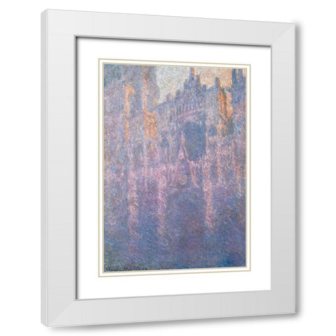 Rouen Cathedral-morning mist 1894 White Modern Wood Framed Art Print with Double Matting by Monet, Claude