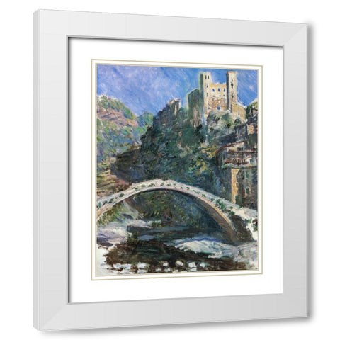 Seine at Port-Villez 1883 White Modern Wood Framed Art Print with Double Matting by Monet, Claude