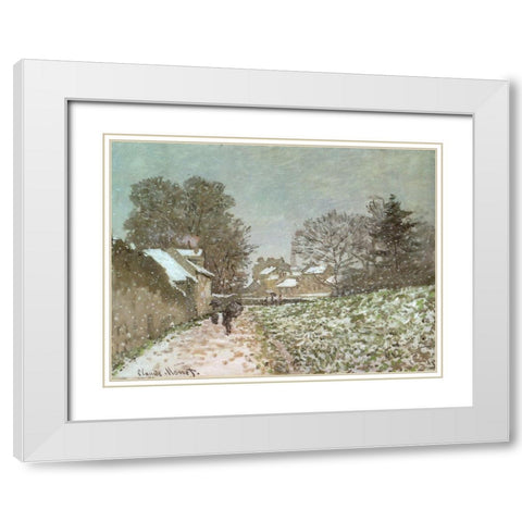 Snow at Argenteuil 1875 White Modern Wood Framed Art Print with Double Matting by Monet, Claude