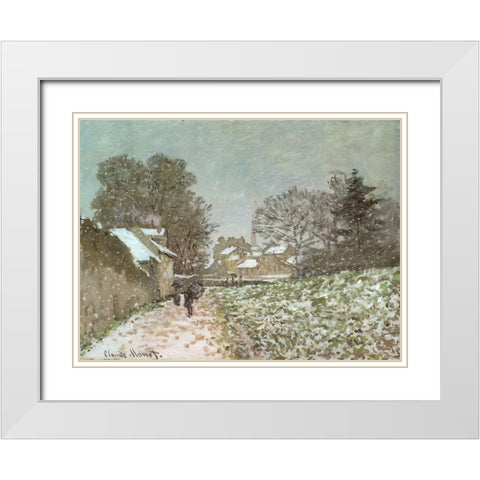 Snow at Argenteuil 1875 White Modern Wood Framed Art Print with Double Matting by Monet, Claude
