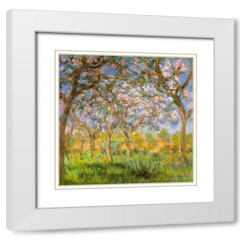 Spring 1900 White Modern Wood Framed Art Print with Double Matting by Monet, Claude