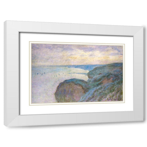 Steep cliffs 1897 White Modern Wood Framed Art Print with Double Matting by Monet, Claude