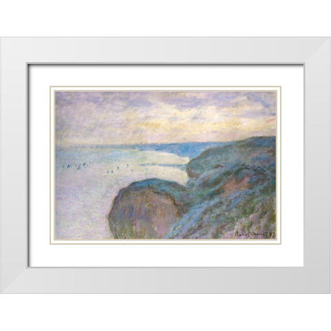 Steep cliffs 1897 White Modern Wood Framed Art Print with Double Matting by Monet, Claude