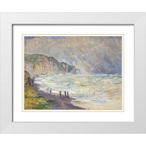 Heavy Sea at Pourville 1897 White Modern Wood Framed Art Print with Double Matting by Monet, Claude