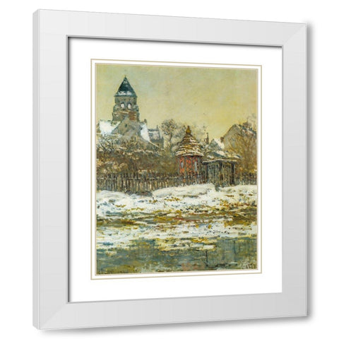 The Church at Vetheuil 1879 White Modern Wood Framed Art Print with Double Matting by Monet, Claude