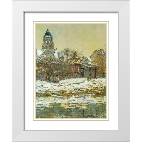 The Church at Vetheuil 1879 White Modern Wood Framed Art Print with Double Matting by Monet, Claude
