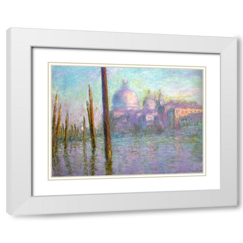 The Grand Canal-Venice 1908 White Modern Wood Framed Art Print with Double Matting by Monet, Claude