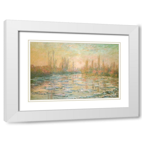The Ice-floes 1893 White Modern Wood Framed Art Print with Double Matting by Monet, Claude