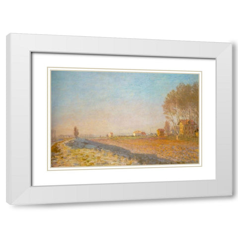 The Plaine des Colombes 1873 White Modern Wood Framed Art Print with Double Matting by Monet, Claude