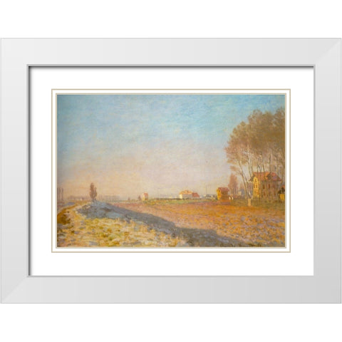 The Plaine des Colombes 1873 White Modern Wood Framed Art Print with Double Matting by Monet, Claude