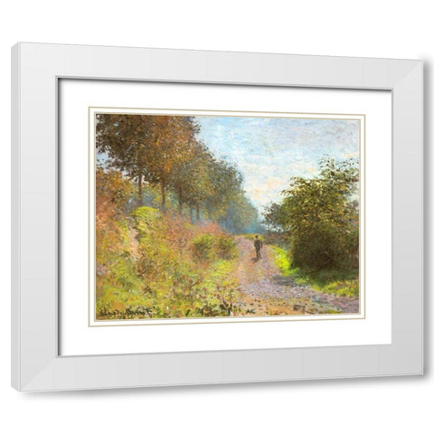 The Sheltered Path 1873 White Modern Wood Framed Art Print with Double Matting by Monet, Claude