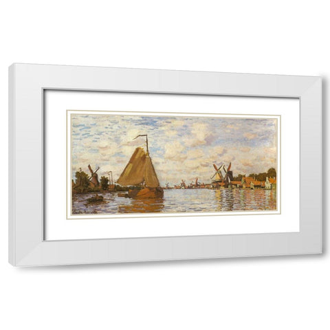 The Zaan at Zaandam 1871 White Modern Wood Framed Art Print with Double Matting by Monet, Claude