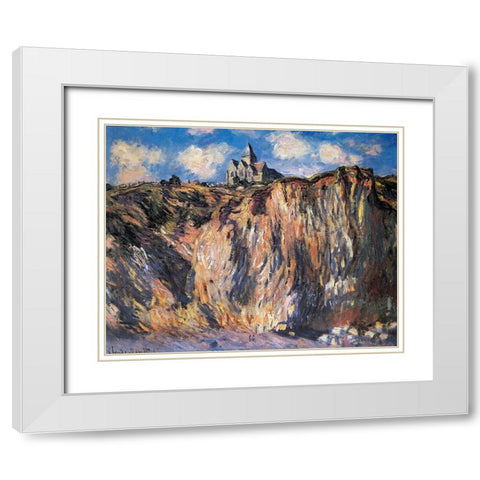 Varengeville Church 1882 White Modern Wood Framed Art Print with Double Matting by Monet, Claude