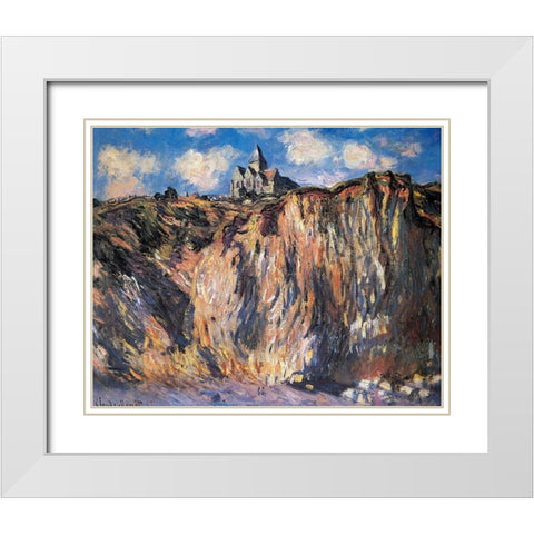 Varengeville Church 1882 White Modern Wood Framed Art Print with Double Matting by Monet, Claude