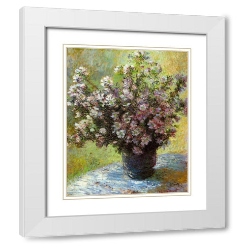 Vase of Flowers 1881 White Modern Wood Framed Art Print with Double Matting by Monet, Claude