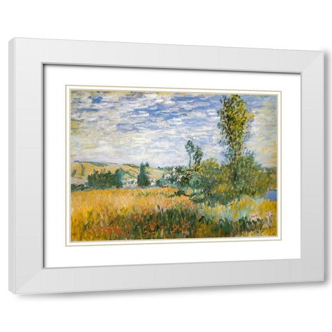 Vetheuil 1879 White Modern Wood Framed Art Print with Double Matting by Monet, Claude