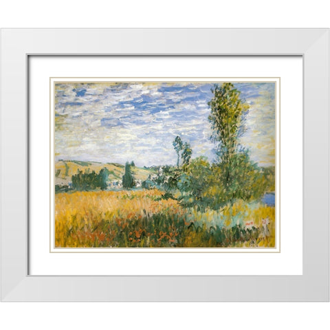 Vetheuil 1879 White Modern Wood Framed Art Print with Double Matting by Monet, Claude