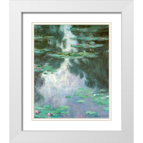 Water-lilies I 1907 White Modern Wood Framed Art Print with Double Matting by Monet, Claude