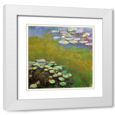 Water-lilies I 1909 White Modern Wood Framed Art Print with Double Matting by Monet, Claude
