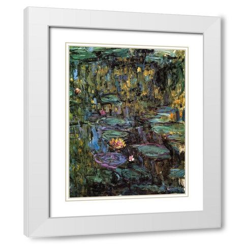 Water-lilies 1915 White Modern Wood Framed Art Print with Double Matting by Monet, Claude