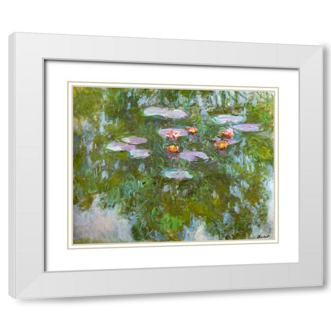 Water-lilies 1911 White Modern Wood Framed Art Print with Double Matting by Monet, Claude