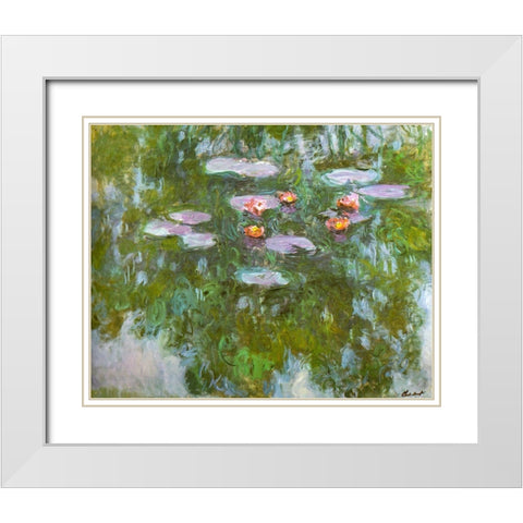 Water-lilies 1911 White Modern Wood Framed Art Print with Double Matting by Monet, Claude