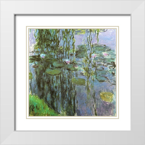 Water-lilies 1915 White Modern Wood Framed Art Print with Double Matting by Monet, Claude