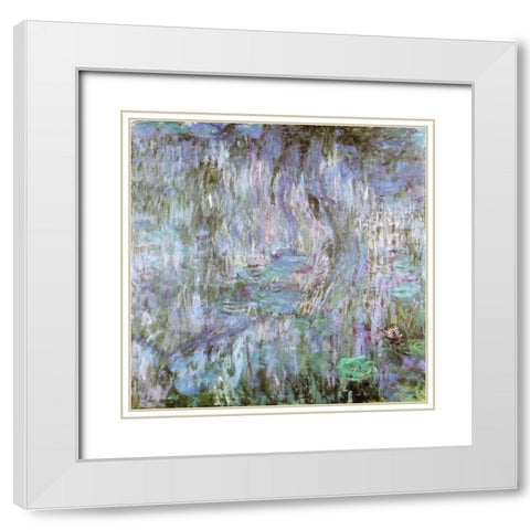 Water-lilies purple 1912 White Modern Wood Framed Art Print with Double Matting by Monet, Claude