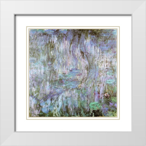 Water-lilies purple 1912 White Modern Wood Framed Art Print with Double Matting by Monet, Claude