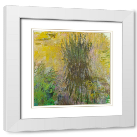 Water-lilies-bullrushes 1920 White Modern Wood Framed Art Print with Double Matting by Monet, Claude