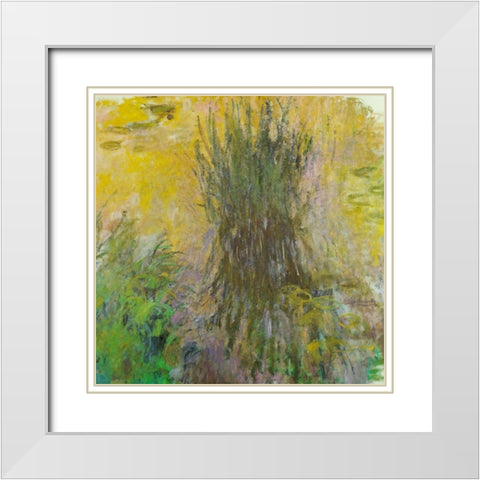 Water-lilies-bullrushes 1920 White Modern Wood Framed Art Print with Double Matting by Monet, Claude