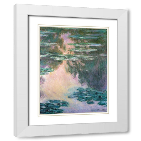 Water-lily pond 1907 White Modern Wood Framed Art Print with Double Matting by Monet, Claude