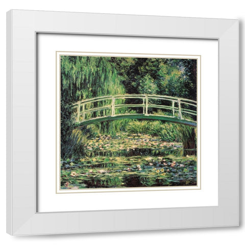 Water-lily pond-harmony in green 1899 White Modern Wood Framed Art Print with Double Matting by Monet, Claude