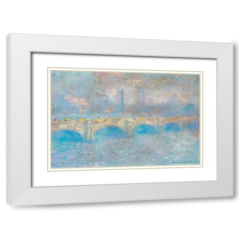 Waterloo Bridge I 1900 White Modern Wood Framed Art Print with Double Matting by Monet, Claude