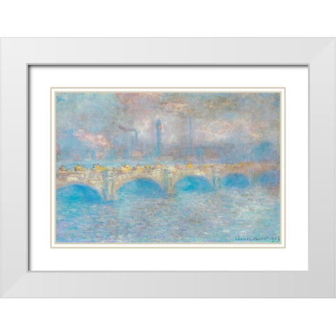 Waterloo Bridge I 1900 White Modern Wood Framed Art Print with Double Matting by Monet, Claude