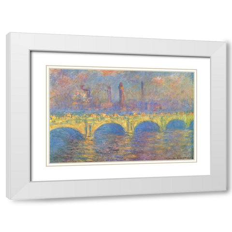 Waterloo Bridge II 1900 White Modern Wood Framed Art Print with Double Matting by Monet, Claude