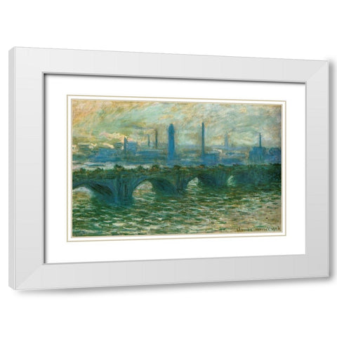 Waterloo Bridge 1902 White Modern Wood Framed Art Print with Double Matting by Monet, Claude