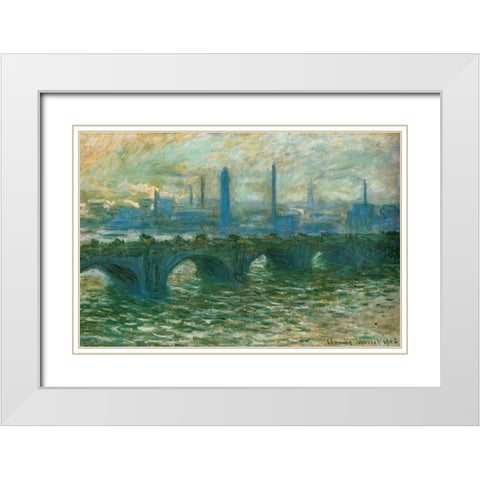 Waterloo Bridge 1902 White Modern Wood Framed Art Print with Double Matting by Monet, Claude