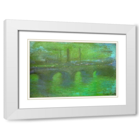 Waterloo Bridge at dusk 1904 White Modern Wood Framed Art Print with Double Matting by Monet, Claude