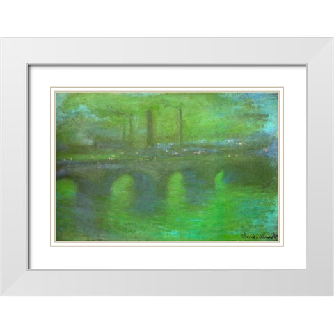 Waterloo Bridge at dusk 1904 White Modern Wood Framed Art Print with Double Matting by Monet, Claude