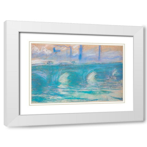 Waterloo Bridge-study 1900 White Modern Wood Framed Art Print with Double Matting by Monet, Claude
