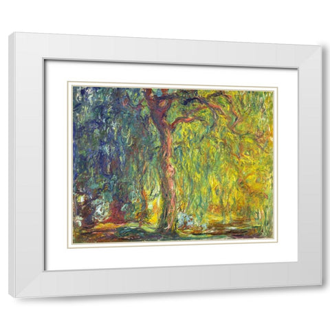 Weeping Willow 1918 White Modern Wood Framed Art Print with Double Matting by Monet, Claude