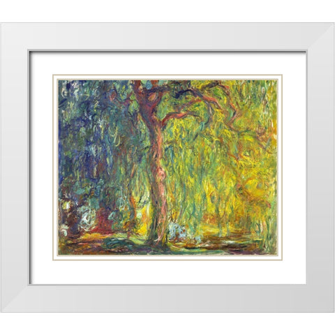 Weeping Willow 1918 White Modern Wood Framed Art Print with Double Matting by Monet, Claude