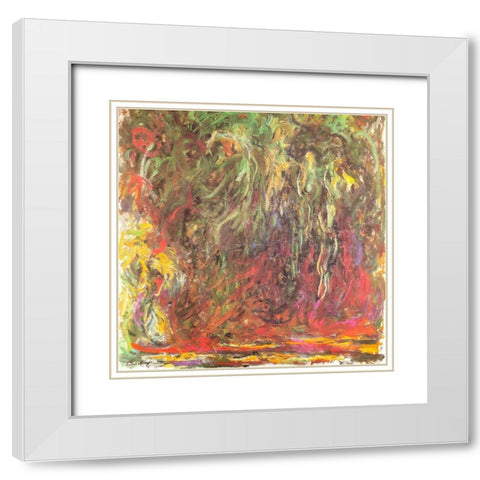 Weeping Willow 1920 White Modern Wood Framed Art Print with Double Matting by Monet, Claude