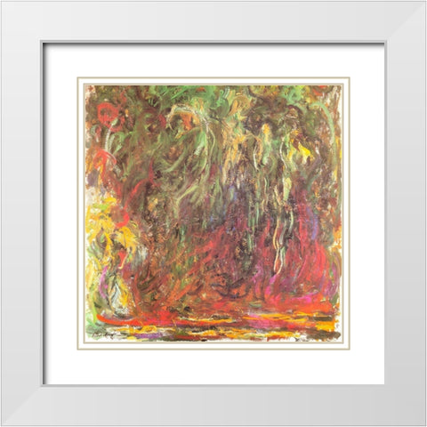 Weeping Willow 1920 White Modern Wood Framed Art Print with Double Matting by Monet, Claude