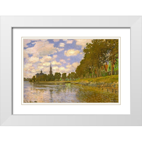 Zaandam-Holland 1871 White Modern Wood Framed Art Print with Double Matting by Monet, Claude