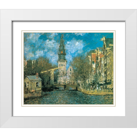 Zuiderkerk-Amsterdam 1872 White Modern Wood Framed Art Print with Double Matting by Monet, Claude