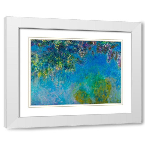 Wisteria White Modern Wood Framed Art Print with Double Matting by Monet, Claude
