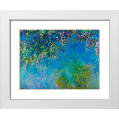 Wisteria White Modern Wood Framed Art Print with Double Matting by Monet, Claude