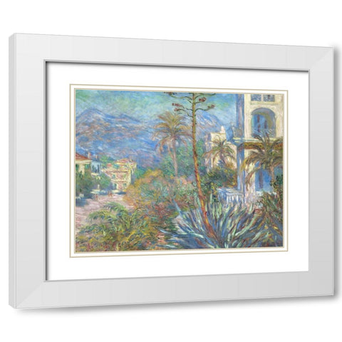 Villas at Bordighera White Modern Wood Framed Art Print with Double Matting by Monet, Claude